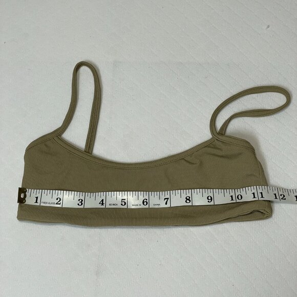 Oh Polly Scoop Neck Ribbed Bikini Top in Khaki Green size Medium - Picture 2 of 6